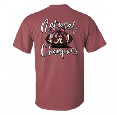 Alabama Crimson Tide 2020 National Champions Bow Football Comfort Colors T-Shirt