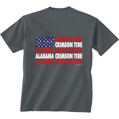 Alabama Crimson Tide T-Shirt - New World Graphics - All American - USA Flag - Grey