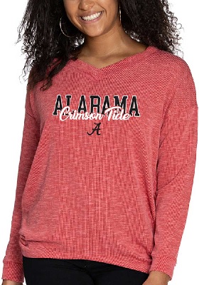 Alabama Crimson Tide T-Shirt - Ladies - V-Neck - Long Sleeve - Crimson