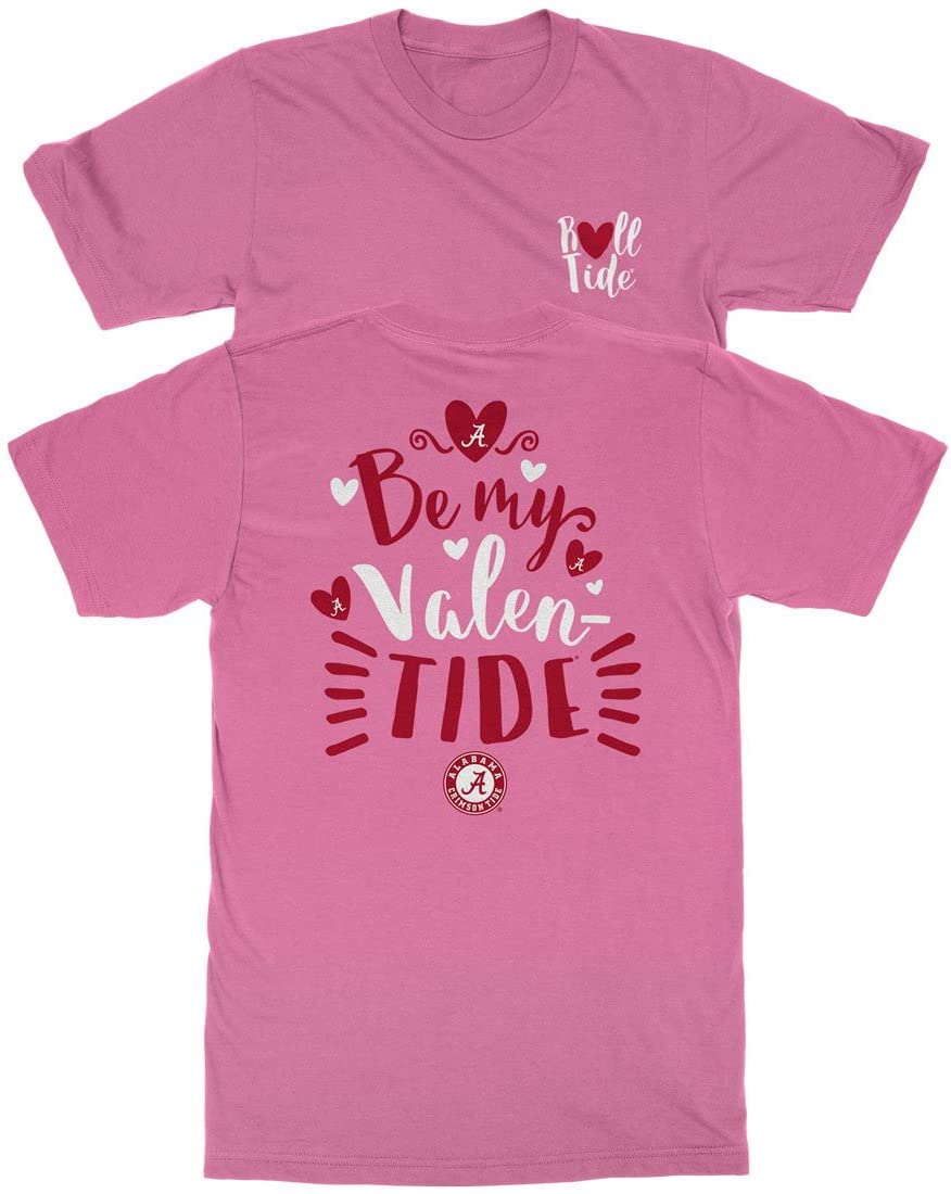 Alabama Crimson Tide T-Shirt - All Conference Apparel - Ladies - Be My Valen-Tide Roll Tide - Valentine Day - Pink