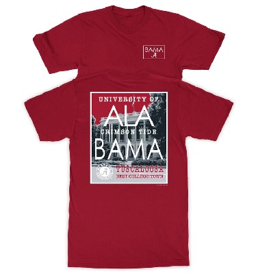 Alabama Crimson Tide T-Shirt - New World Graphics - University Of Alabama Tuscaloosa Best College Town - Crimson