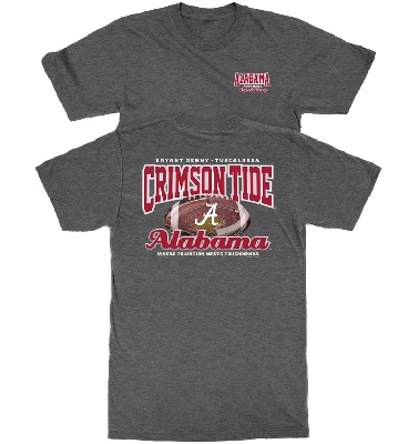 Alabama Crimson Tide T-Shirt - New World Graphics - Bryant Denny Tuscaloosa Where Traditions Meets Touchdowns - Football - Stadium - Grey