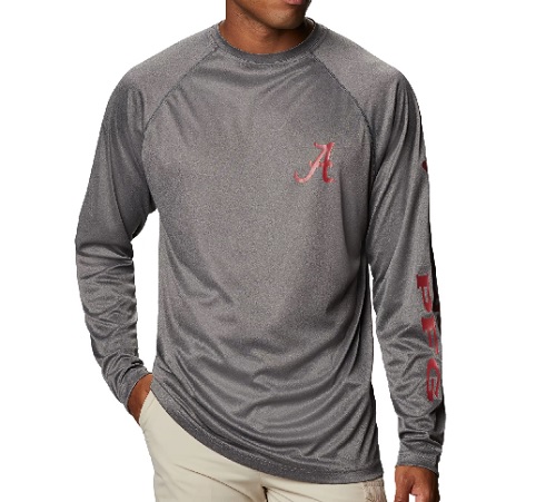 Alabama Crimson Tide Columbia Terminal Tackle Grey Long Sleeve T-Shirt