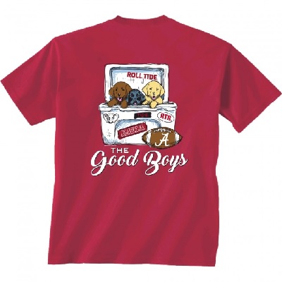 Alabama Crimson Tide T-Shirt - Dog Puppies In Cooler - The Good Boys - Football - Crimson