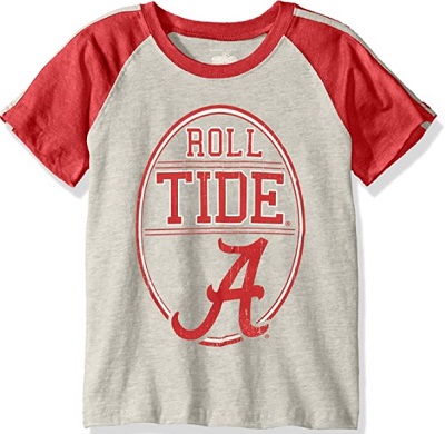 Alabama Crimson Tide T-Shirt - Youth/Kids - Roll Tide - Raglan/Baseball - Grey