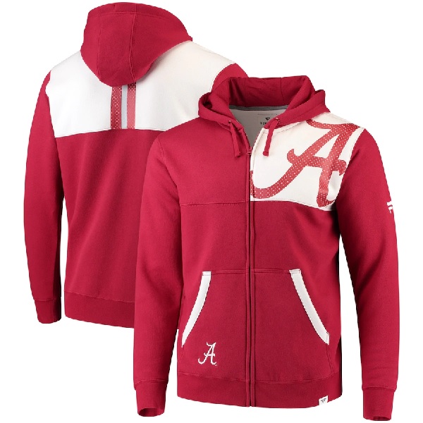 Alabama Crimson Tide Fanatics Branded Iconic Colorblocked Full Zip Hoodie Crimson