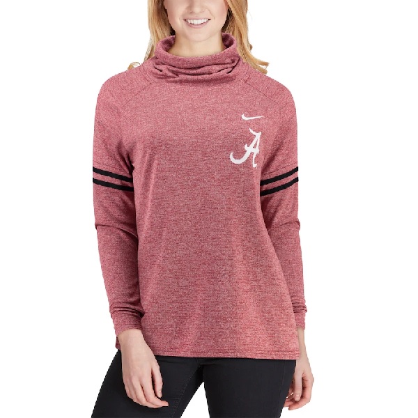 Alabama Crimson Tide Nike Womens Vault Sleeve Striped Funnel Neck Sweatshirt