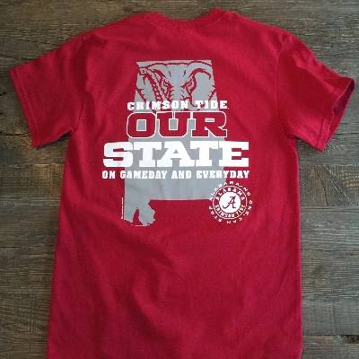 Alabama Crimson Tide T-Shirt - New World Graphics - Our State On Gameday And Everyday - State - Crimson