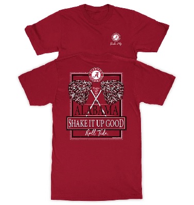 Alabama Crimson Tide T-Shirt - New World Graphics - Ladies - Shake It Up Good Roll Tide - Crimson
