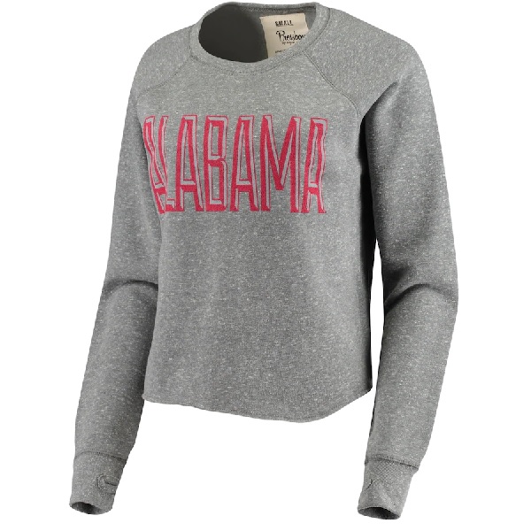 Alabama Crimson Tide Pressbox Womens Sawyer Knobi Cropped Raglan Pullover Sweatshirt