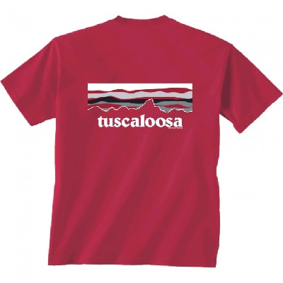 Alabama Crimson Tide T-Shirt - New World Graphics - Tuscaloosa - Mountains - Crimson
