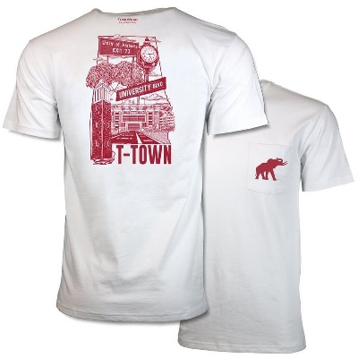 Alabama Crimson Tide T-Shirt - Tuskwear - University T-Town - Pocket - Comfort Colors - White