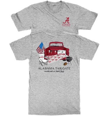 Alabama Crimson Tide T-Shirt - New World Graphics - Tailgate Weekends At Their Best - Football - Grey