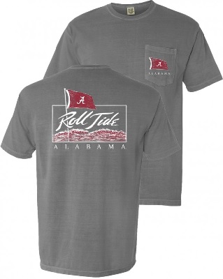 Alabama Crimson Tide T-Shirt - Roll Tide - Pocket - Comfort Colors - Grey