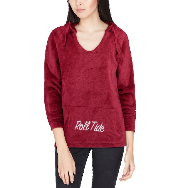 Alabama Crimson Tide Womens Missy Plush Super Soft V-Neck Pullover Hoodie