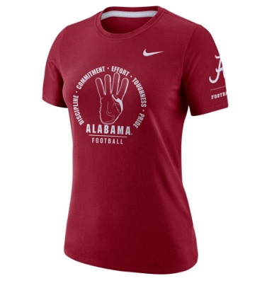 Alabama Crimson Tide T-Shirt - Nike - Ladies - Football Discipline Commitment Effort Toughness Pride - Football - Crimson