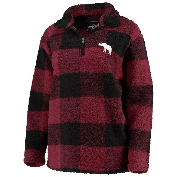 Alabama Crimson Tide Womens Plaid Sherpa Quarter Zip Pullover Jacket Crimson Black