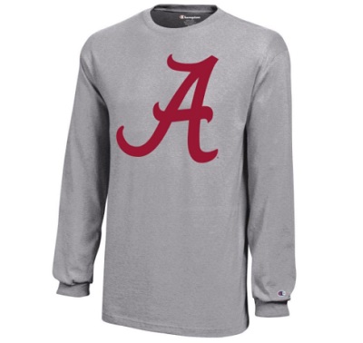 Alabama Crimson Tide T-Shirt - Champion - Youth/Kids - Long Sleeve - Grey