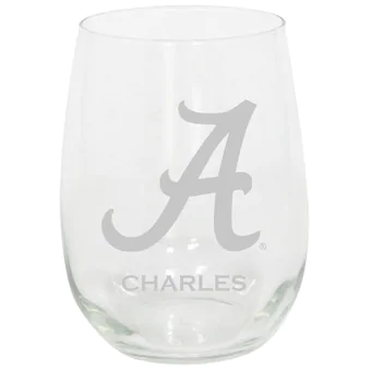 Alabama Crimson Tide 15oz Personalized Stemless Etched Glass Tumbler