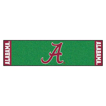 Alabama Crimson Tide 18 x 72 Team Logo Golf Putting Green Mat Green