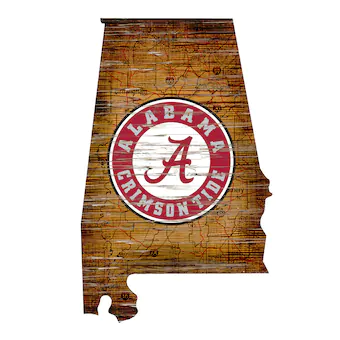 Alabama Crimson Tide 235 x 235 Distressed State with Logo Sign