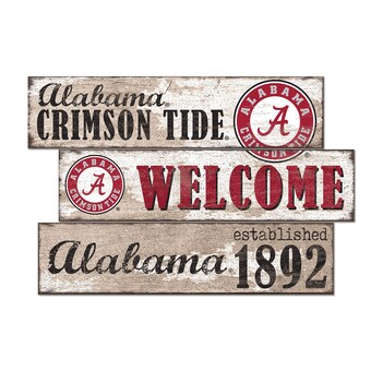 Alabama Crimson Tide 24 3 Plank Welcome Sign