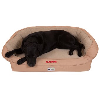 Alabama Crimson Tide 3 Dog Pet Supply Large EZ Wash Fleece Headrest Memory Foam Dog Bed Tan