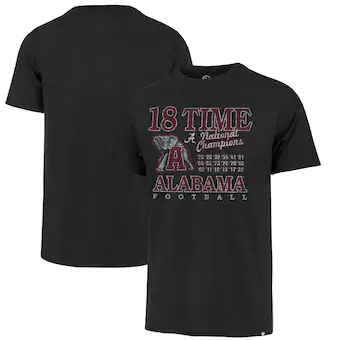 Alabama Crimson Tide T-Shirt - 47 Brand - 18 Time National Champions Football - Football - Black
