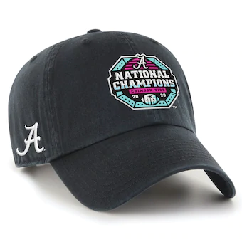 Alabama Crimson Tide 47 College Football Playoff 2020 National Champions Neon Logo Clean Up Adjustable Hat Black