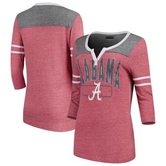 Alabama Crimson Tide T-Shirt - 5th & Ocean - Ladies V-Neck - Three Quarter Sleeve - Crimson