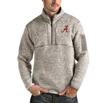 Alabama Crimson Tide Antigua Fortune Half Zip Pullover Jacket Oatmeal