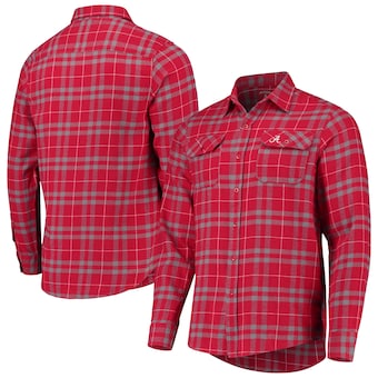 Alabama Crimson Tide Antigua Stance Flannel Button Up Long Sleeve Shirt Crimson