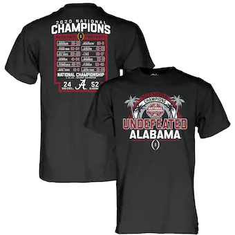 Alabama Crimson Tide T-Shirt - Undefeated 2020 National Champions 52-24 - Football - Beach - Black