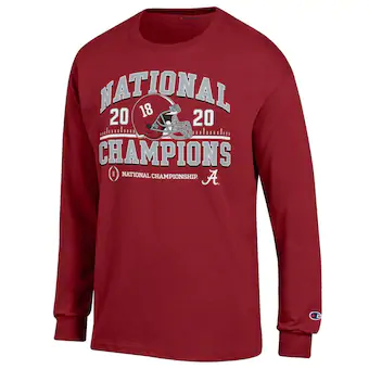 Alabama Crimson Tide T-Shirt - Champion - 2020 National Champions - Football - Long Sleeve - Crimson