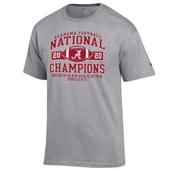 Alabama Crimson Tide T-Shirt - Champion - Football National Champions 2020 - Football - Grey