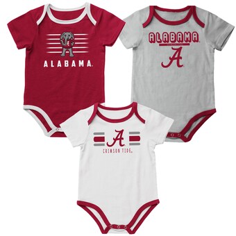 Alabama Crimson Tide Colosseum Newborn & Infant Sandcastles 3 Pack Bodysuit Set Crimson Gray White