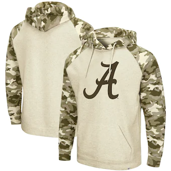 Alabama Crimson Tide Colosseum OHT Military Appreciation Desert Camo Raglan Pullover Hoodie Oatmeal