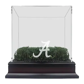 Alabama Crimson Tide Fanatics Authentic Mahogany Logo Mini Helmet Display Case with a Piece of Practice Turf