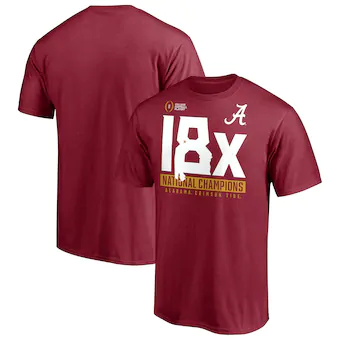 Alabama Crimson Tide T-Shirt - Fanatics Brand - 18x National Champions - Football - Crimson
