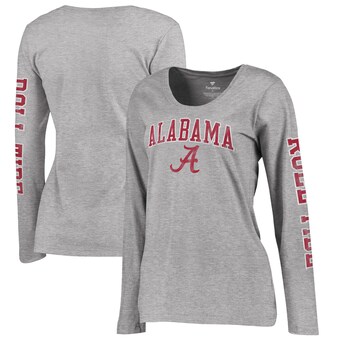 Alabama Crimson Tide T-Shirt - Fanatics Brand - Ladies - Roll Tide - Scoop - Long Sleeve - Grey