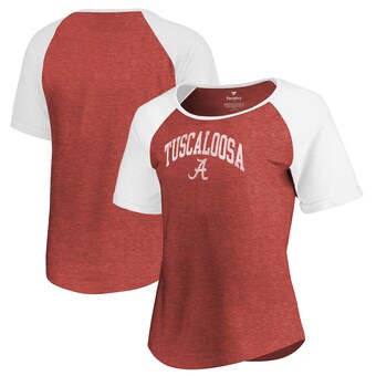 Alabama Crimson Tide T-Shirt - Fanatics Brand - Ladies - Tuscaloosa - Raglan/Baseball - Crimson