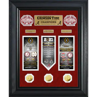 Alabama Crimson Tide Highland Mint College Football Playoff 2020 National Champions 18 x 22 Road to The Championship Deluxe Gold Coin Photo Mint