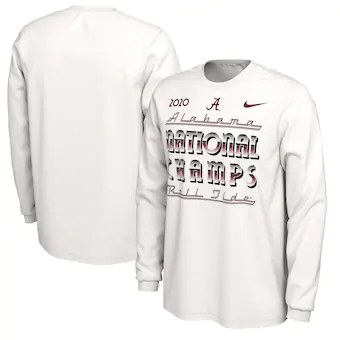 Alabama Crimson Tide T-Shirt - Nike - National Champs Roll Tide - Football - Long Sleeve - White
