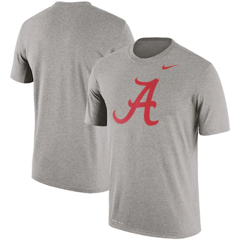 Alabama Crimson Tide T-Shirt - Nike - Performance Dri Fit - Script A Logo - Grey