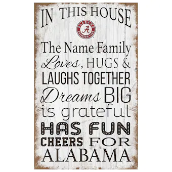 Alabama Crimson Tide Personalized 11 x 19 In This House Sign