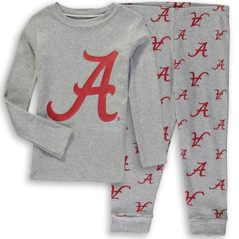 Alabama Crimson Tide Preschool Long Sleeve T-Shirt and Pants Sleep Set Gray