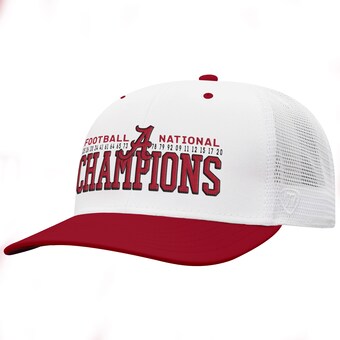 Alabama Crimson Tide Top of the World 18 Time Football National Champions Adjustable Hat White Crimson