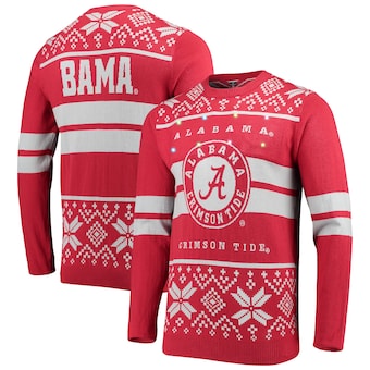 Alabama Crimson Tide Two Stripe Light Up Pullover Sweater Crimson