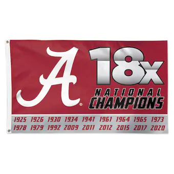 Alabama Crimson Tide WinCraft 18 Time Football National Champions 3 x 5 1 Sided Deluxe Flag