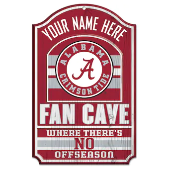 Alabama Crimson Tide WinCraft Personalized 11 x 17 Fan Cave Wood Sign